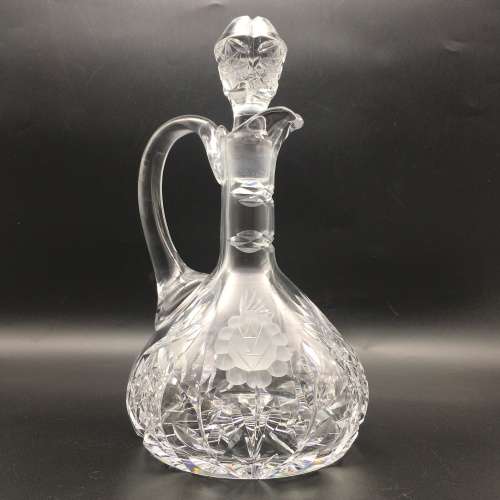 Crystal `Rose-Cut` Vintage Claret Jug & Stopper