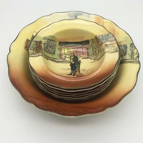 Royal Doulton `Dickens Ware` Dessert Set (7 x Pce)