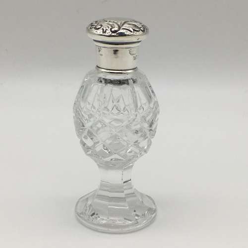 Victorian Sterling Silver & Crystal Scent Bottle (1896)