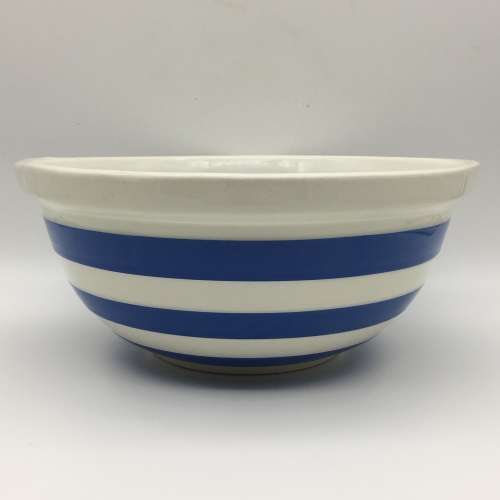 Early Large Blue and White `Cornish Ware` Mixing Bowl