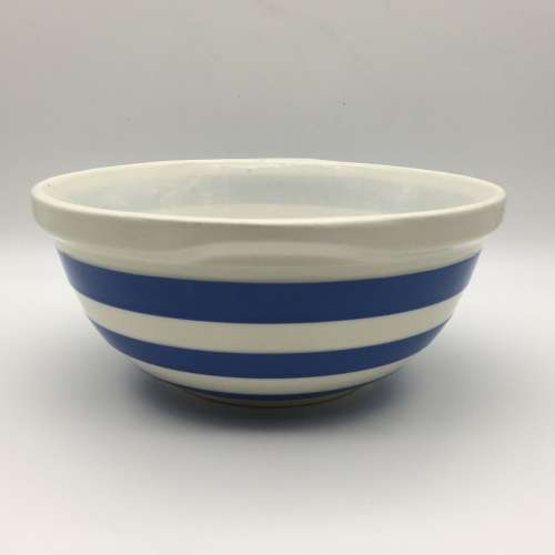 Early Large Blue and White `Cornish Ware` Mixing Bowl