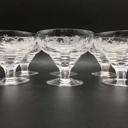Six Quality `Stuart` Crystal Dessert Glasses