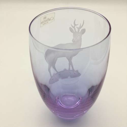 Caithness `Roe Deer` Etched Glass Vase
