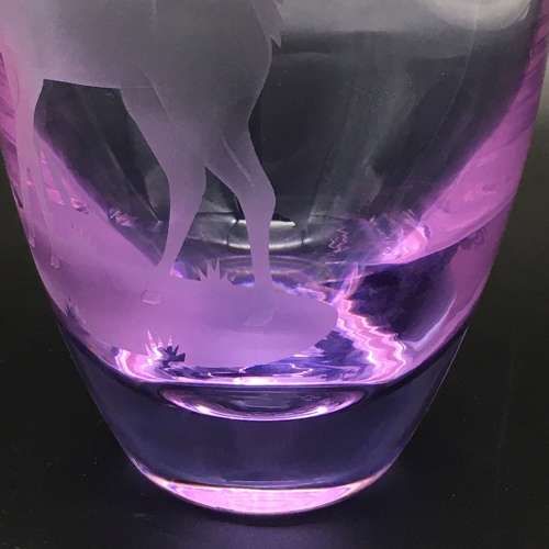 Caithness `Roe Deer` Etched Glass Vase