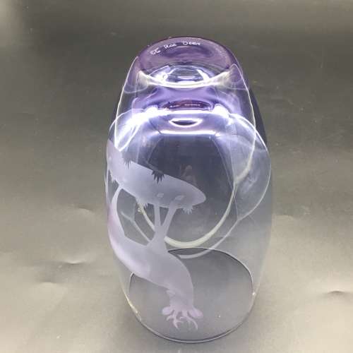 Caithness `Roe Deer` Etched Glass Vase
