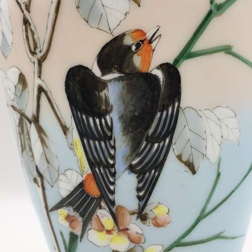 Impressive Antique Opaline Painted Glass Vases