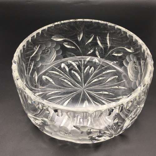 Large Vintage `Rose-Cut` Crystal Bowl