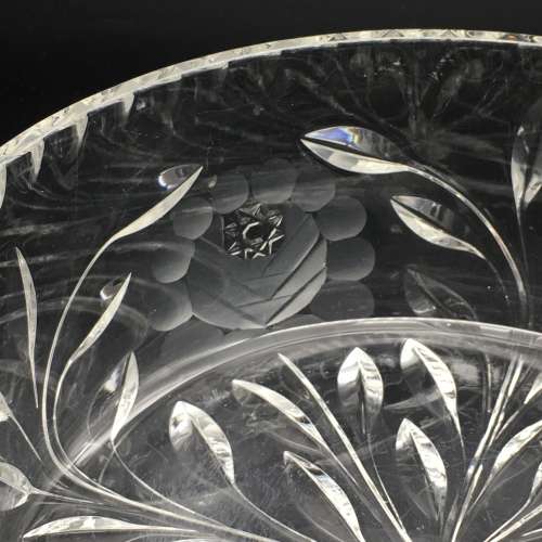 Large Vintage `Rose-Cut` Crystal Bowl