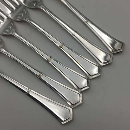 Art Deco Silver-Plated Cake Forks and Server Set (Cased)