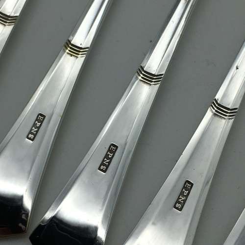 Art Deco Silver-Plated Cake Forks and Server Set (Cased)