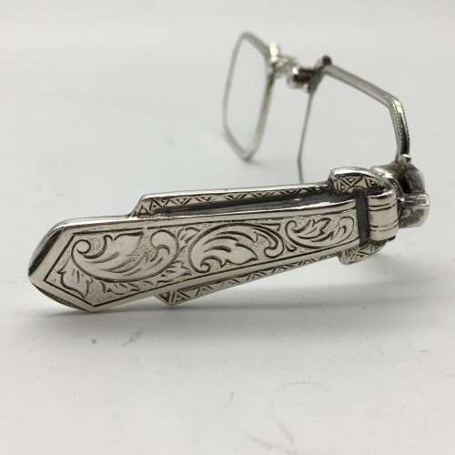 Early Art Deco Solid Silver Folding Lorgnettes