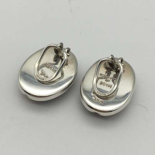 Solid Silver and Tigers Eye Brooch and Earrings (1960`s)