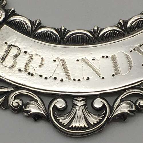 Lovely Solid Silver `BRANDY` Decanter Label