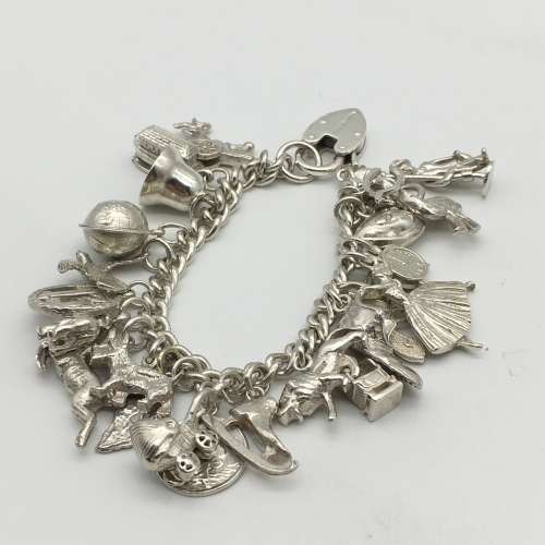 Vintage Solid Silver Charm Bracelet