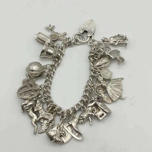 Vintage Solid Silver Charm Bracelet