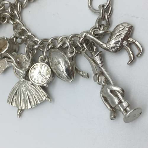 Vintage Solid Silver Charm Bracelet