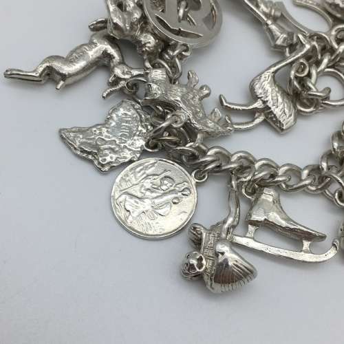 Vintage Solid Silver Charm Bracelet