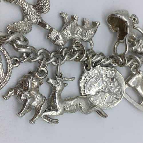 Vintage Solid Silver Charm Bracelet
