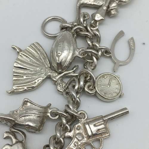 Vintage Solid Silver Charm Bracelet