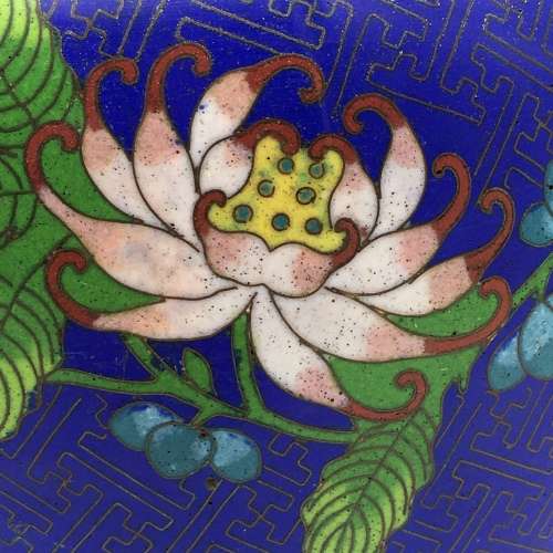 Large Vintage Cloisonne Ginger Jar and Lid
