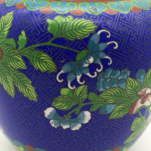 Large Vintage Cloisonne Ginger Jar and Lid