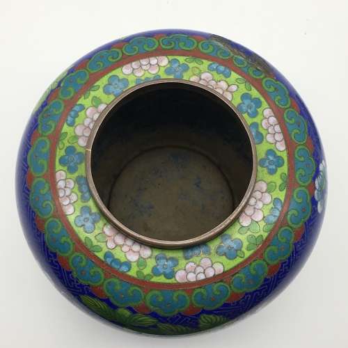 Large Vintage Cloisonne Ginger Jar and Lid