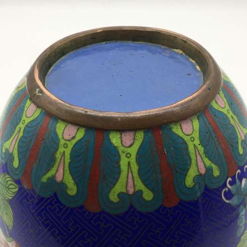 Large Vintage Cloisonne Ginger Jar and Lid