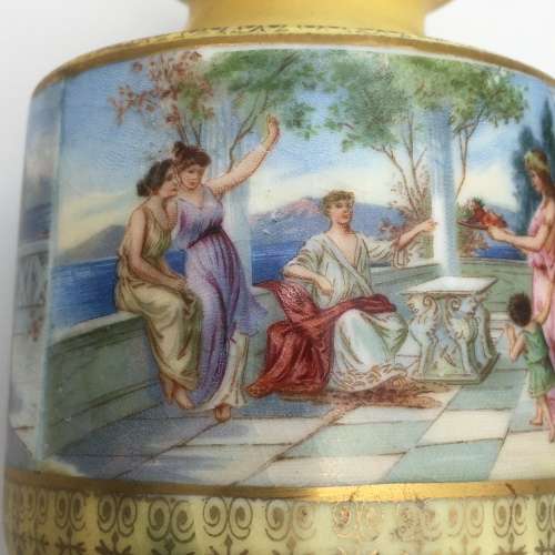Pair Antique Porcelain and Silver Neo-Classical Vases (1910)