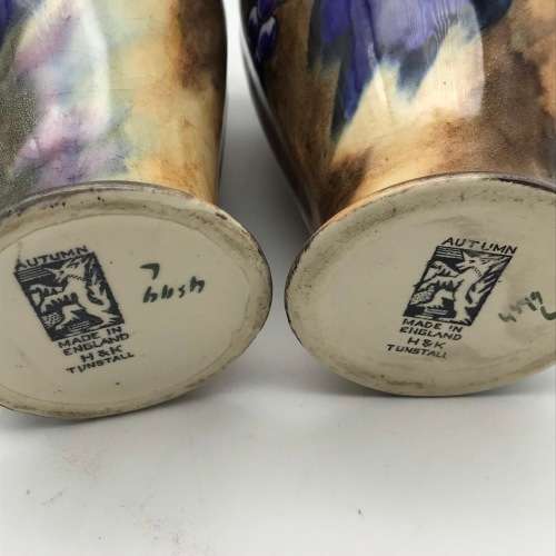 Pair Vintage `Tunstall` Vases (Autumn)