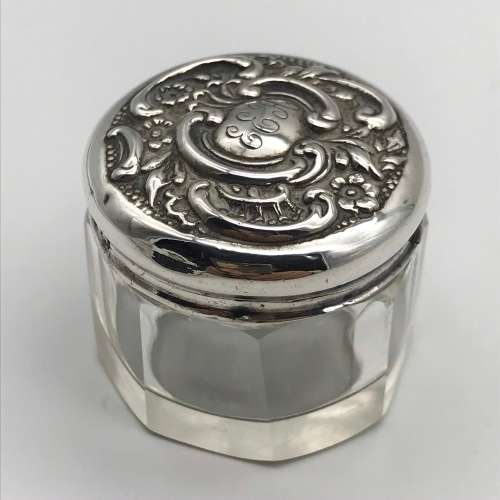 Victorian Silver and Crystal Rouge Pot