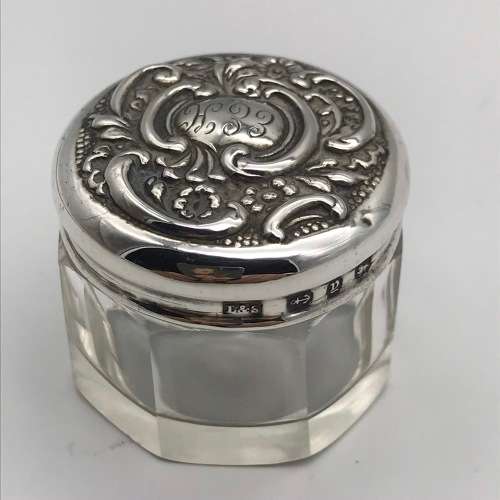 Victorian Silver and Crystal Rouge Pot
