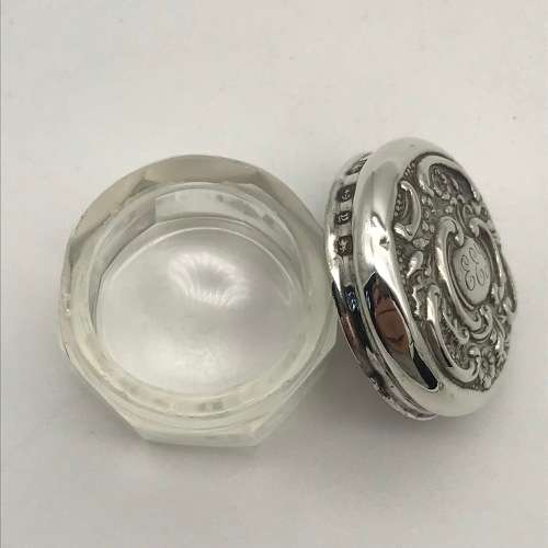 Victorian Silver and Crystal Rouge Pot