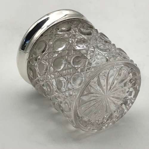 Antique Solid Silver and Glass Dressing Table Jar