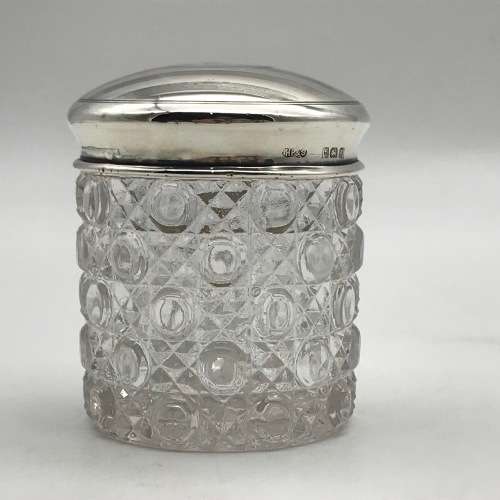 Antique Solid Silver and Glass Dressing Table Jar