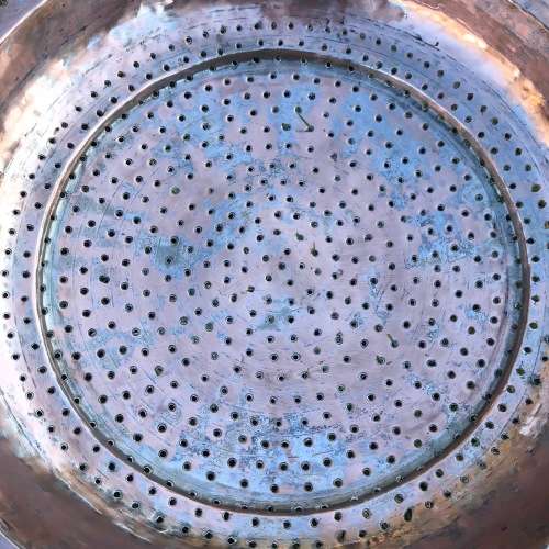 Large Antique Copper and Brass Colander or Strainer