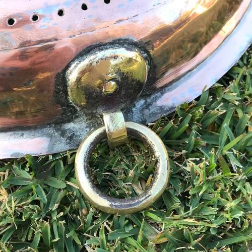 Large Antique Copper and Brass Colander or Strainer