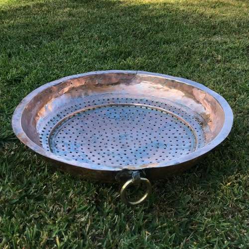 Large Antique Copper and Brass Colander or Strainer