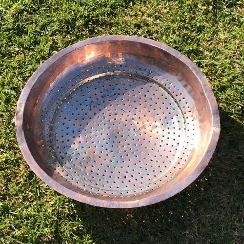 Large Antique Copper and Brass Colander or Strainer