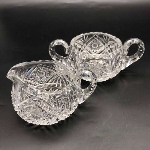 Quality Cut-Crystal Vintage Milk Jug and Sugar Bowl