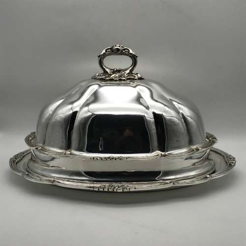 Impressive Antique Meat Dome Cover and Tray (Silver-Plate)