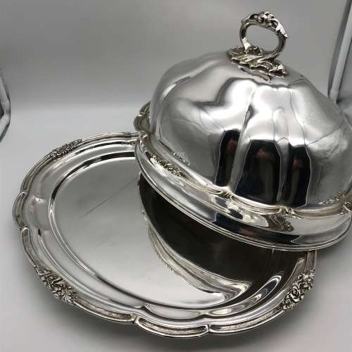 Impressive Antique Meat Dome Cover and Tray (Silver-Plate)