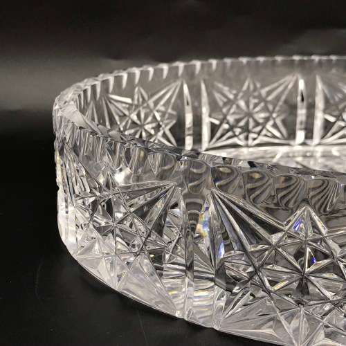 Large Oval Vintage `Cut-Crystal` Bowl