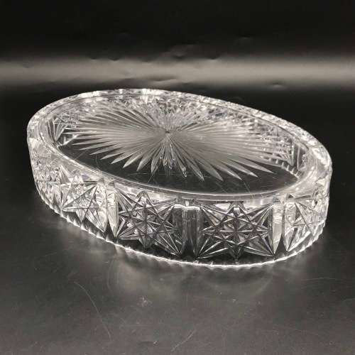 Large Oval Vintage `Cut-Crystal` Bowl