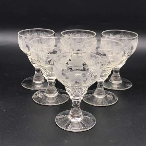 Lovely Set of Crystal Antique Port Glasses (6)