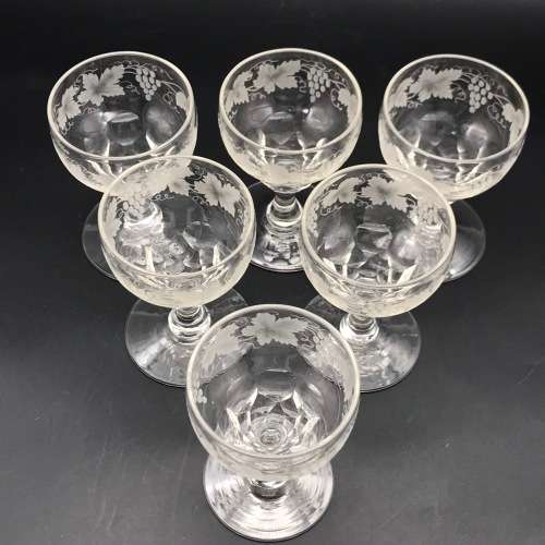 Lovely Set of Crystal Antique Port Glasses (6)