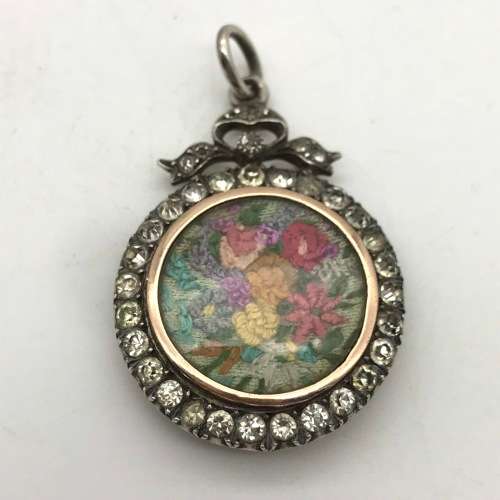 Victorian Silver and Gold Paste Locket Pendant