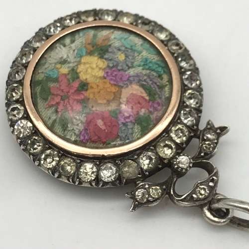 Victorian Silver and Gold Paste Locket Pendant