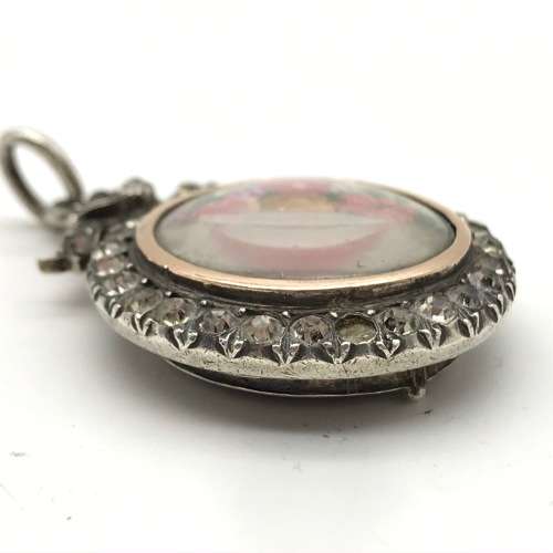 Victorian Silver and Gold Paste Locket Pendant