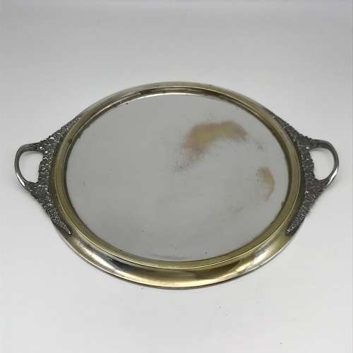 Round Antique `Argentor` Silver-Plated Tray