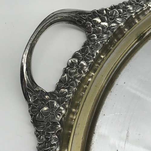 Round Antique `Argentor` Silver-Plated Tray